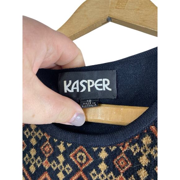 Vintage Kasper Knit Sweater Tank Top 90s Geometric Dark Academia Old Money 10 - Picture 5 of 10